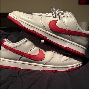 Size 11 - Nike Dunk Low Vast Grey Varsity Red FJ0832-011 ( Pre- Owned)